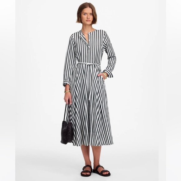 Madewell Dresses & Skirts - Madewell Tie-Waist Midi Shirtdress in Stripe green white size 8 new